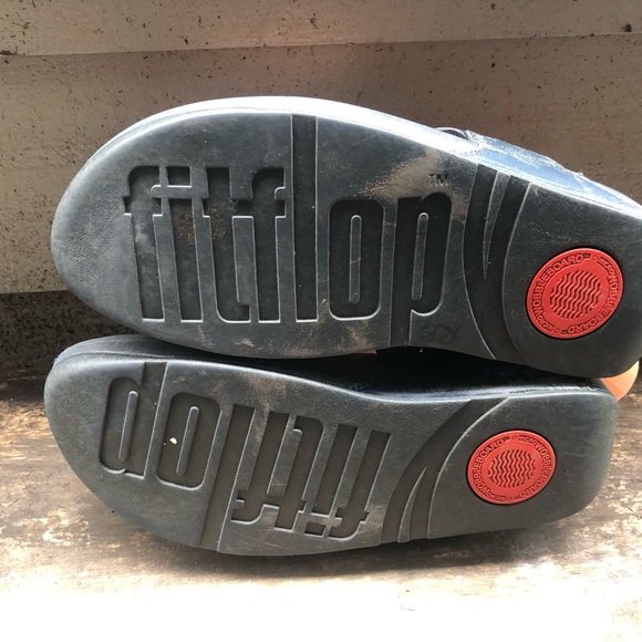 FitFlop Women's Navy Blue Leather Toe-Post Sandals Size 8 - Picture 10 of 10